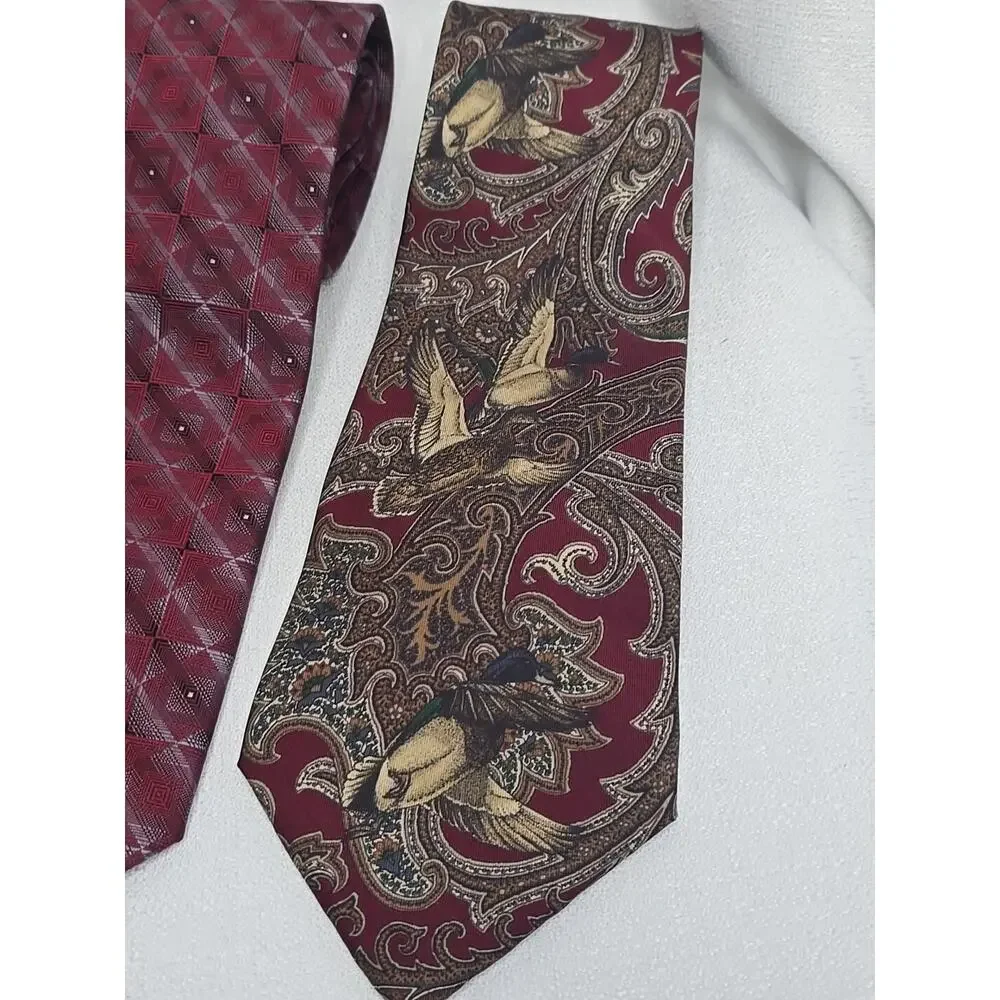Lot of 6 Vintage Ties Designer Neckties Burgandy Collection Mallard Paisley Silk